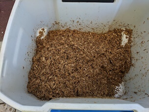 Hydrated sawdust and bran